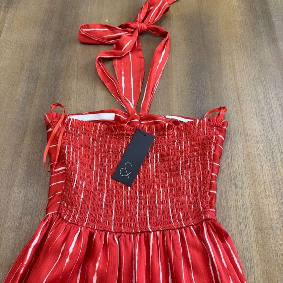 Sachin & Babi Casual Midi Dress Size 0‎ Halter Top Smocked Back - Picture 13 of 16